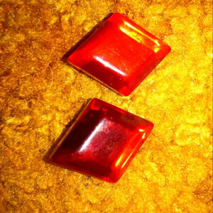Vintage Red Glass flat backed stud earrings
